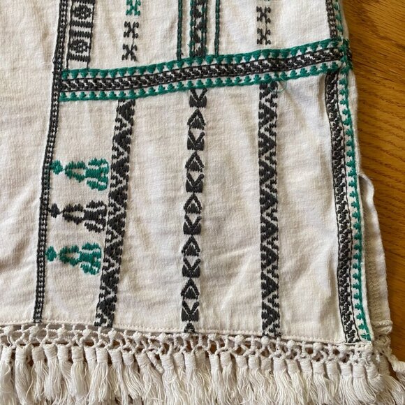 Madewell embroidered cotton tank top. Fringe along bottom - Picture 2 of 6